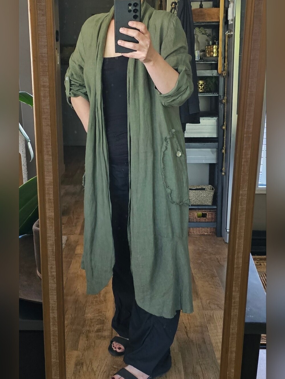 Flowy Linen Lagenlook Cardigan Duster - Picture 3 of 11